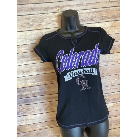 Colorado Rockies Shirt Womens Size Medium Baseball Short Sleeve Campus Lifestyle - Picture 4 of 9